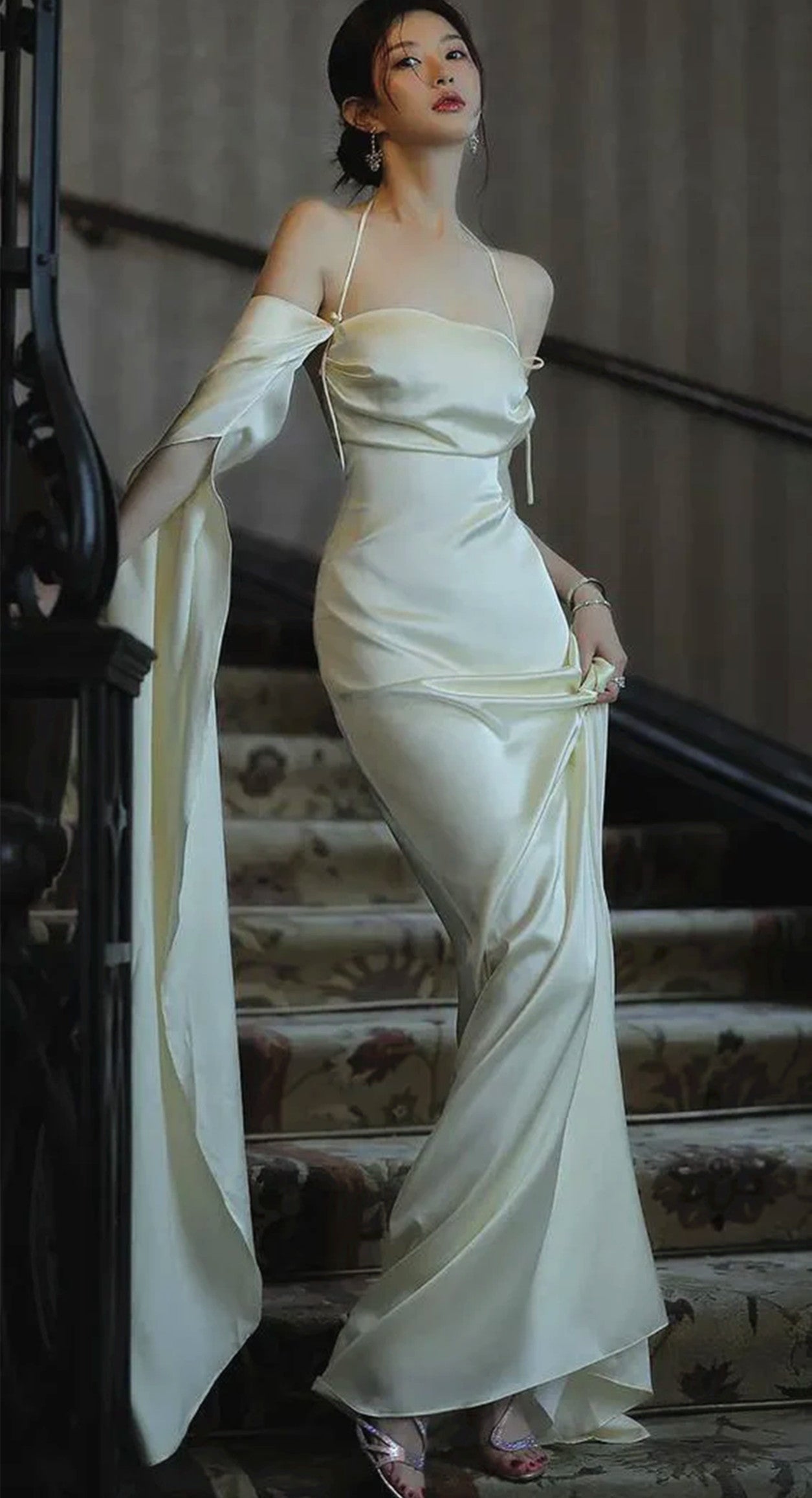 Ivory Satin Long Simple Evening Dress, Ivory Long Prom Dress Party Dre Cutedressy Ivory Satin Long Simple Evening Dress, Ivory Long Prom Dress Party Dre Cutedressy