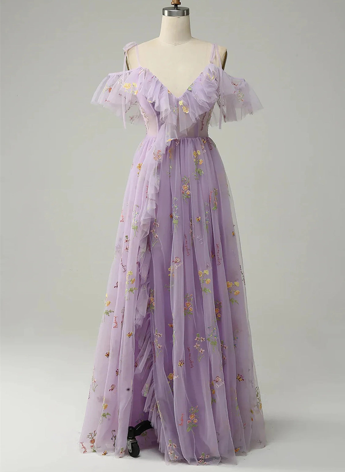 Light Purple V-neckline Straps Long Formal Dress, A-line Purple Prom D Cutedressy Light Purple V-neckline Straps Long Formal Dress, A-line Purple Prom D Cutedressy