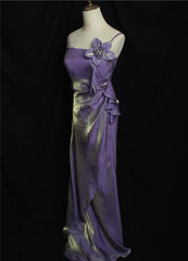 Cute Straps Simple Long Party Dress, A-line Floor Length Evening Dress