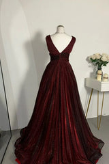 V-neckline Tulle Floor Length Party Dress, A-line Tulle Floor Length Evening Dress Prom Dress