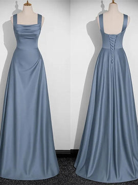 A-line Straps Floor Length Simple Prom Dress, Straps Wedding Party Dress Party Dress