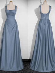 A-line Straps Floor Length Simple Prom Dress, Straps Wedding Party Dress Party Dress