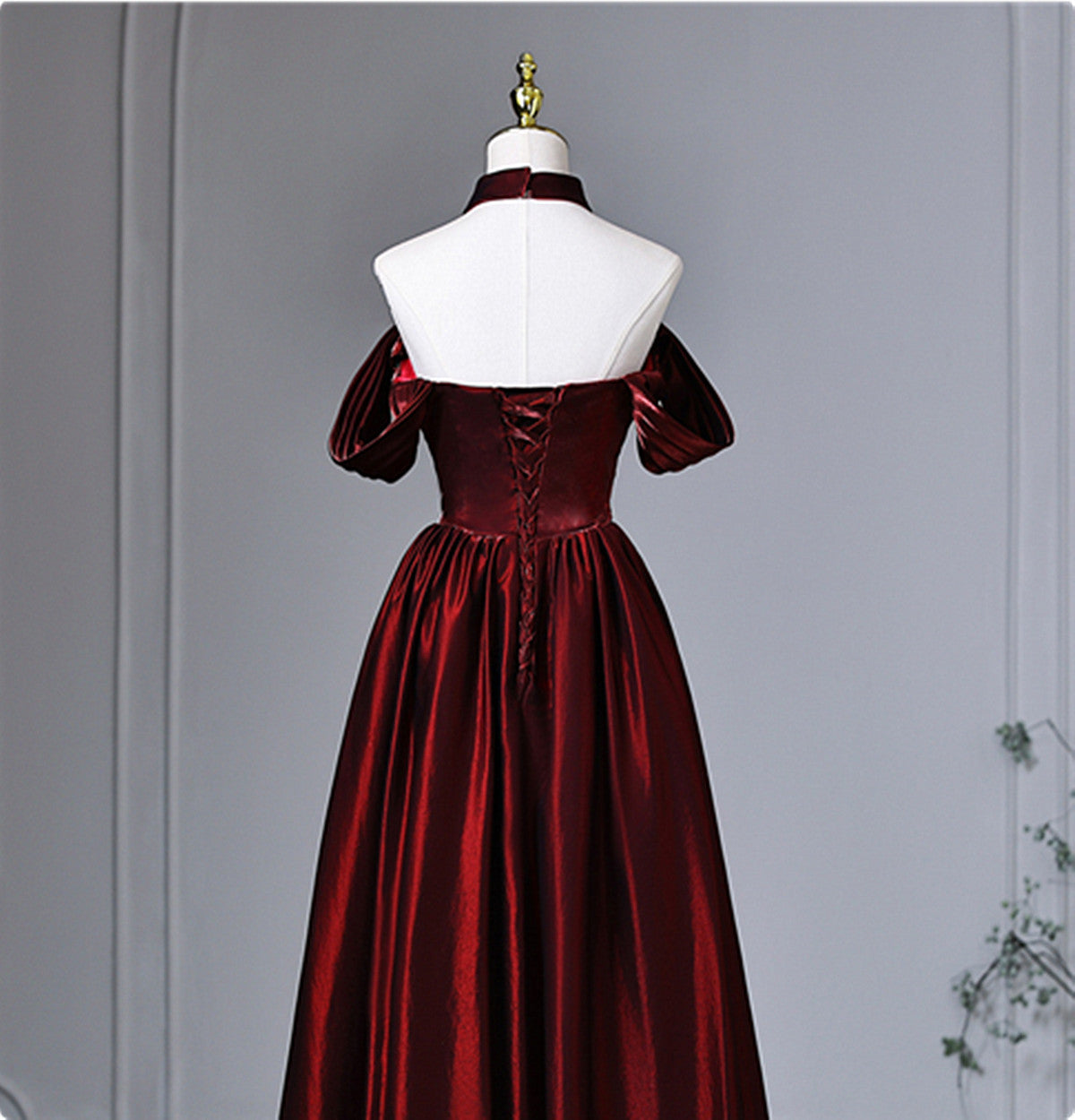 Wine Red Beaded Sweetheart Off Shoulder Prom Dress, Wine Red Satin Sweet 16 Dress