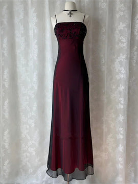 Gothic Black and Red Straps A-line Evening Dress, Charming Gothic Prom Dress Party Dress
