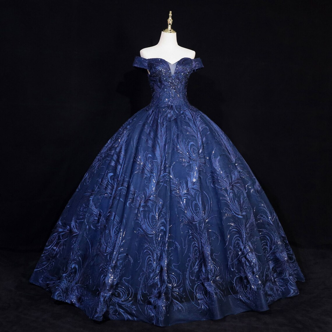 navy blue lace off the shoulder prom dress Off Shoulder Layered Navy Blue Lace Long Prom Dress with Split, Off the Shoulder Navy Blue Formal Dress fg4837