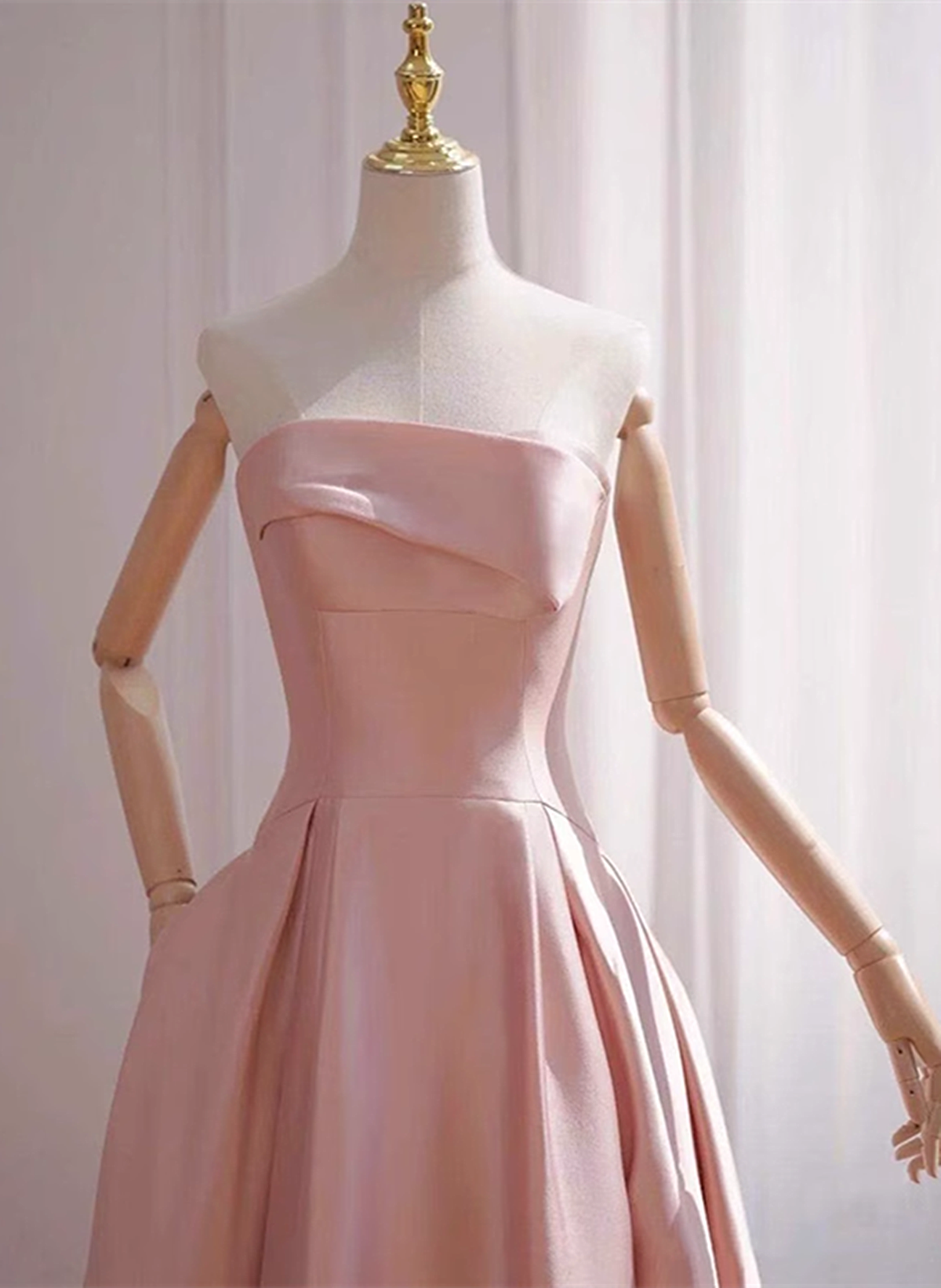 Pink Tea Length Simple Satin Wedding Party Dress, Pink Short Formal Dr Cutedressy Pink Tea Length Simple Satin Wedding Party Dress, Pink Short Formal Dr Cutedressy