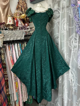 A-line Green Lace High Low Party Dress Prom Dres, Green Lace Homecoming Dress
