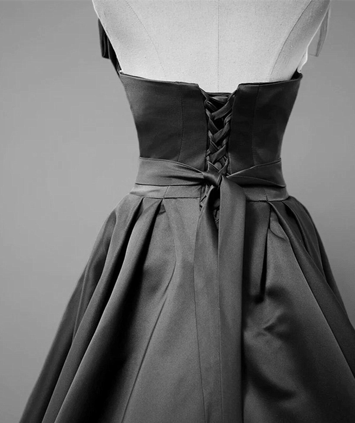 A-line Black Satin V-neckline Long Evening Dress, Black Satin Party Dr Cutedressy A-line Black Satin V-neckline Long Evening Dress, Black Satin Party Dr Cutedressy