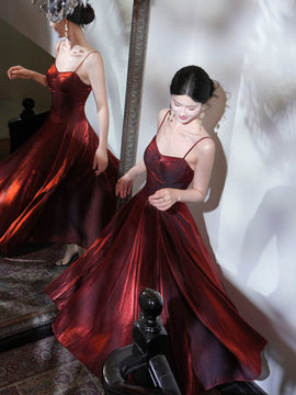 Wine Red Tea Length Straps Sweetheart Homecoming Dress, Wine Red Short Formal Dress