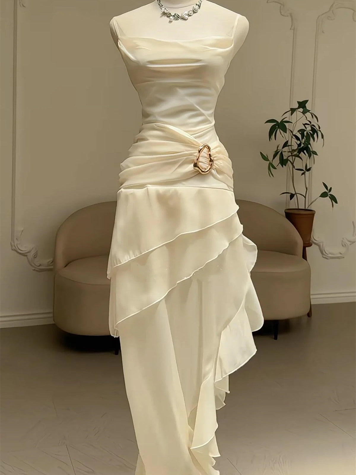 Beautiful High Low Straps Layers Evening Dress Party Dress, High Low Formal Dress