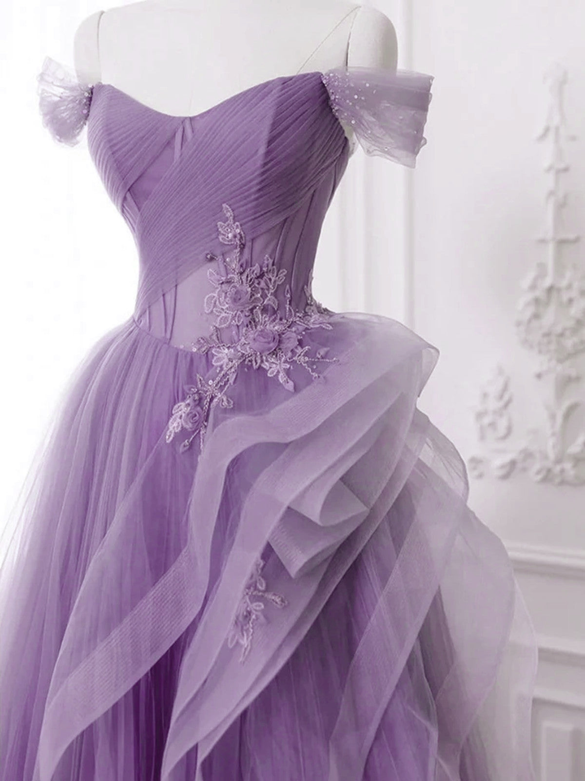 purple applique dress Purple Lilac Appliques Lace Prom Dresses, Purple Lilac Appliques Lace jbydress