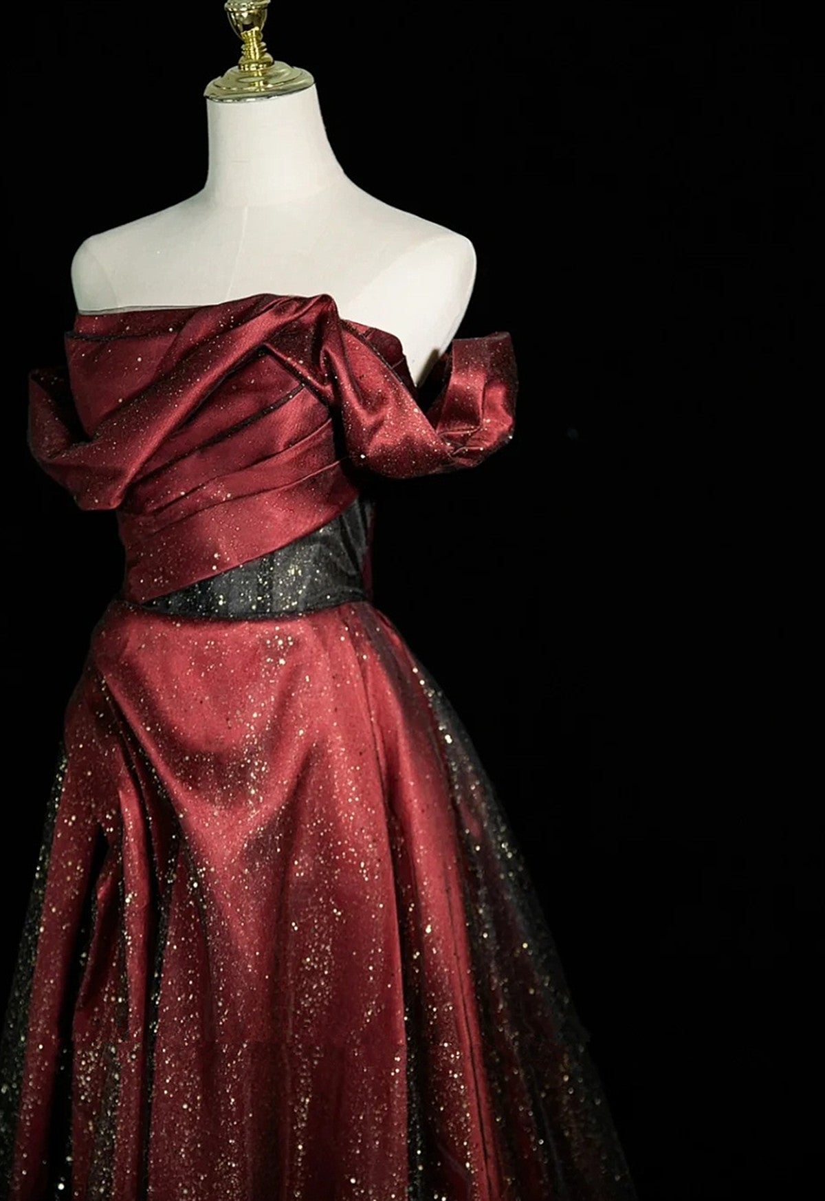 Wine Red and Black Off Shoulder Long Party Dress, Long Formal Dress Cutedressy Wine Red and Black Off Shoulder Long Party Dress, Long Formal Dress Cutedressy