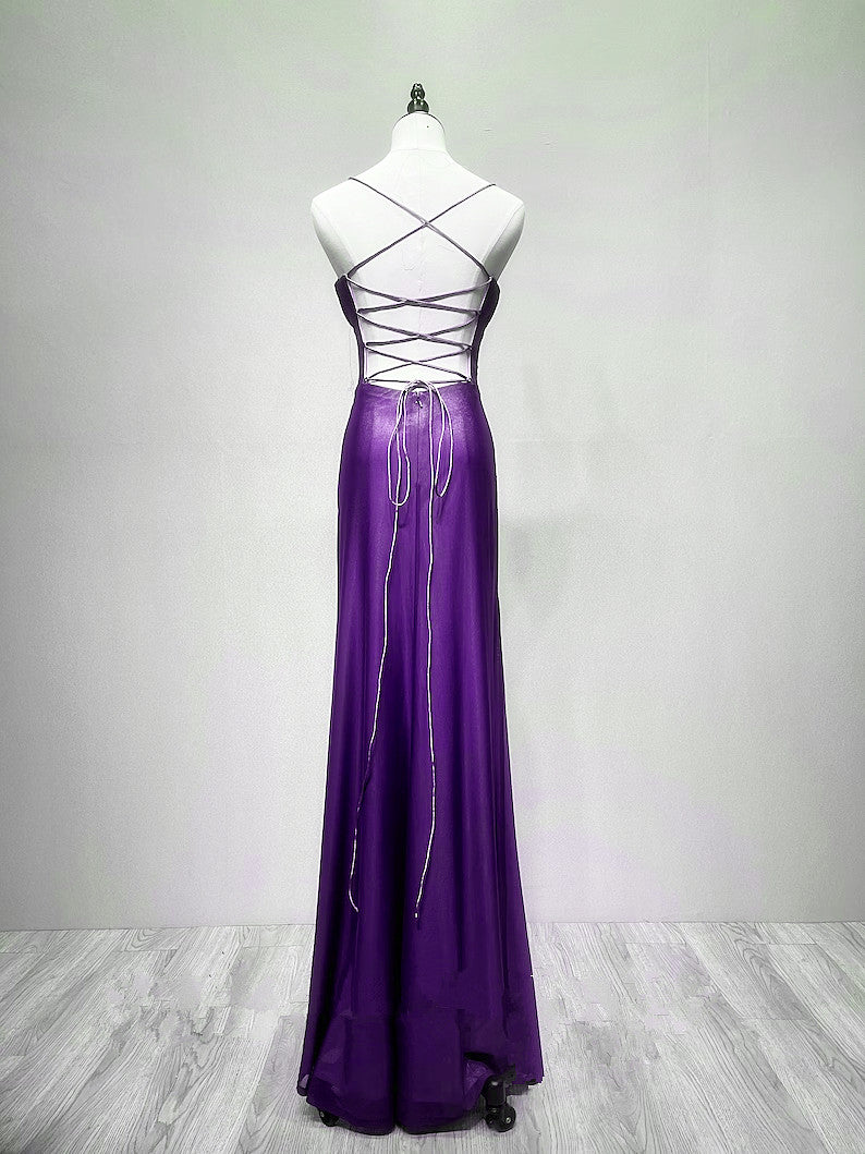 Purple Long Straps Scoop Vintage Evening Dress, Purple Formal Dress Pr Cutedressy Purple Long Straps Scoop Vintage Evening Dress, Purple Formal Dress Pr Cutedressy