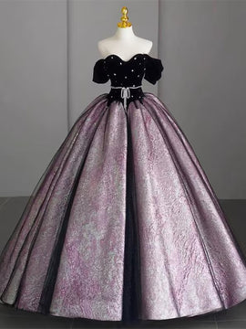 Pretty Sweetheart Off Shoulder Beaded Long Formal Dress, Long Sweetheart 16 Dresses