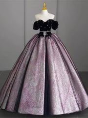 Pretty Sweetheart Off Shoulder Beaded Long Formal Dress, Long Sweetheart 16 Dresses