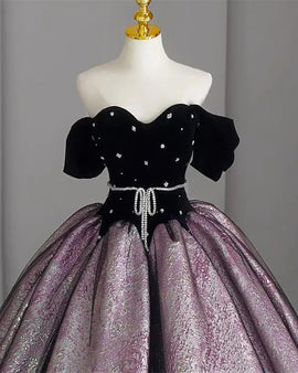 Pretty Sweetheart Off Shoulder Beaded Long Formal Dress, Long Sweetheart 16 Dresses