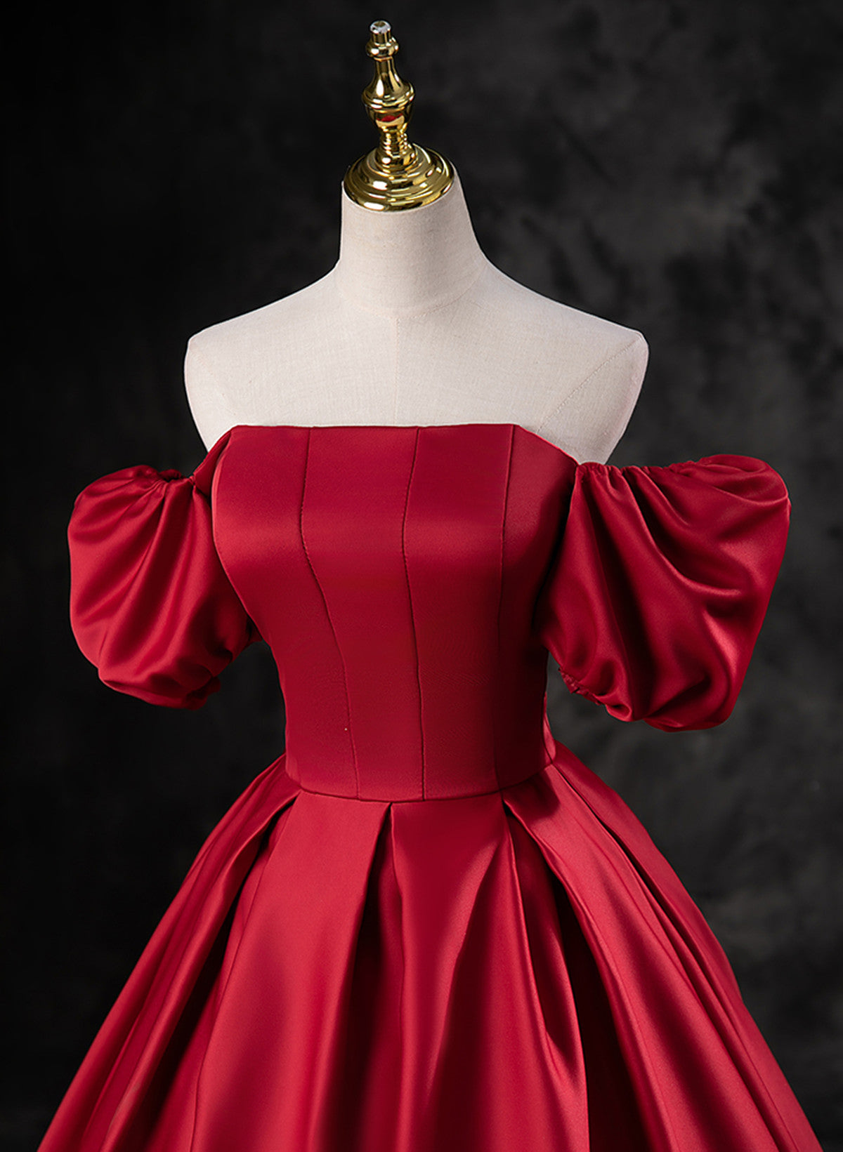 Red Satin Off Shoulder Long Simple A-line Wedding Party Dress, Red Lon – Cutedressy