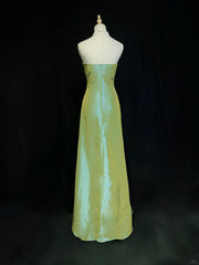 A-line Green Satin with Lace Applique Prom Dress, Green Floor Length Party Dress