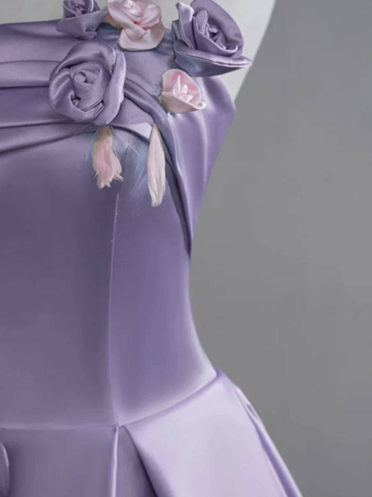 Purple A-line Satin Simple Party Dress Prom Dress, Purple Flowers Evening Dress