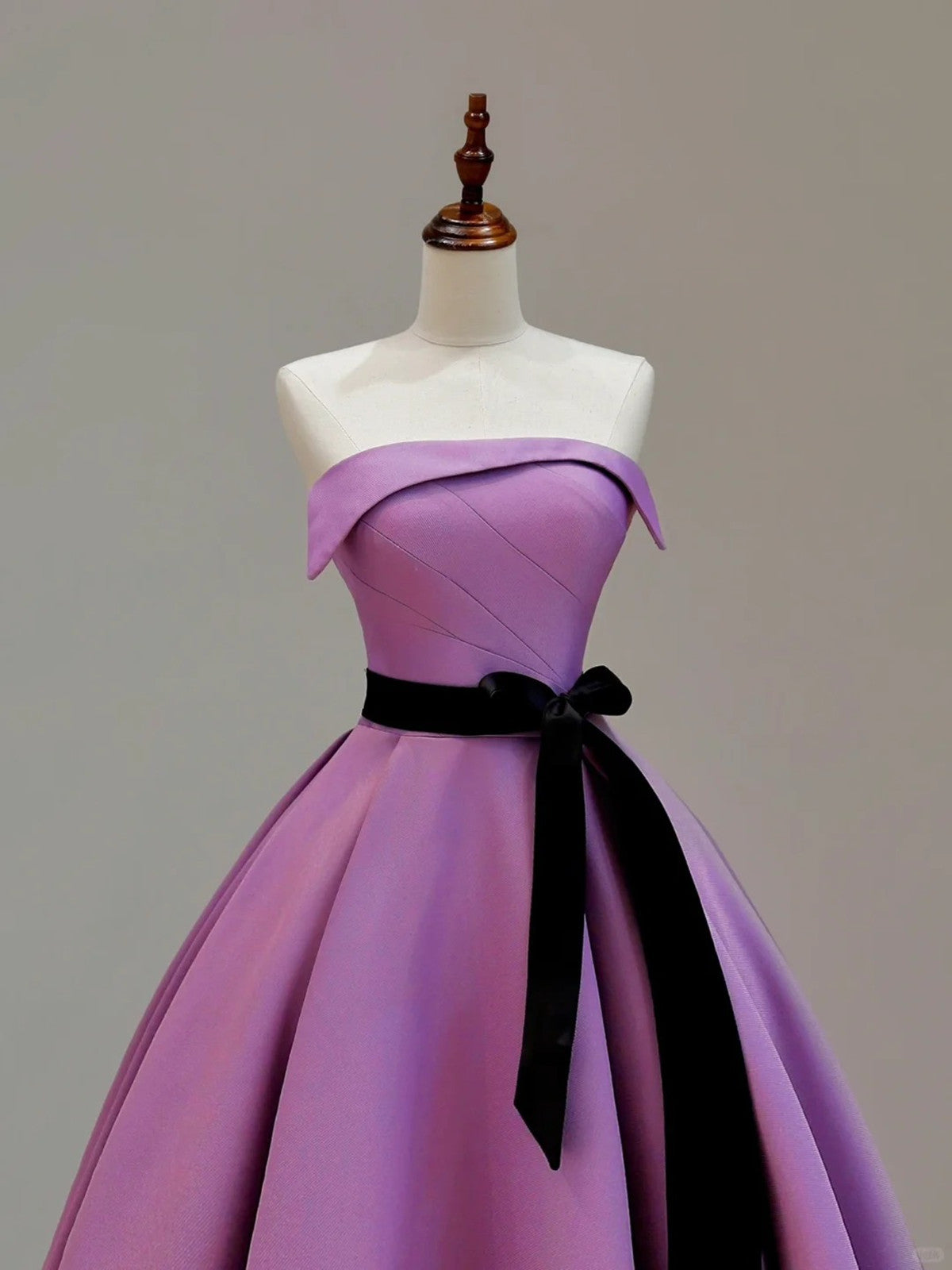 Purple Satin Scoop A-line Prom Dress, Purple Satin Party Dress Evening Dress