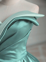Mint Blue Satin Sweetheart Long Wedding Party Dress, Mint Blue Satin Prom Dress