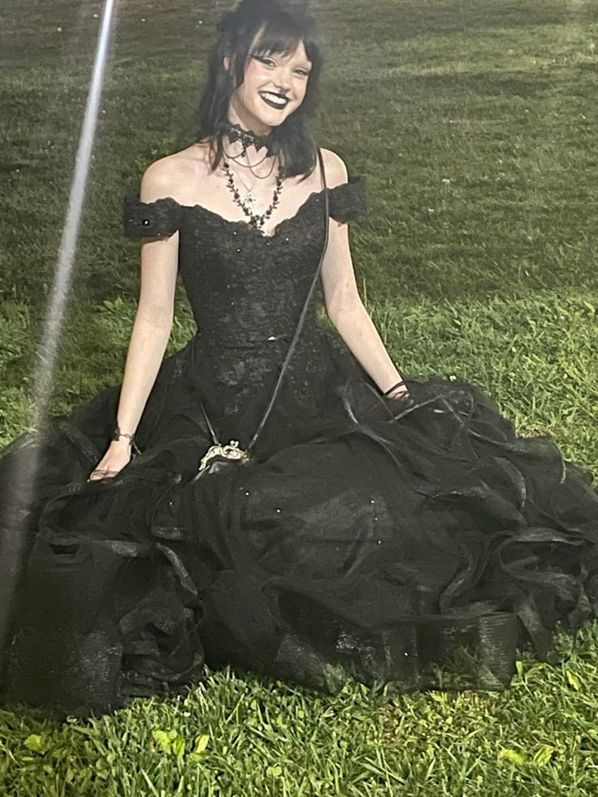 A-line Black Tulle with Lace Applique Party Dress, Black Sweetheart Evening Dress Prom Dress