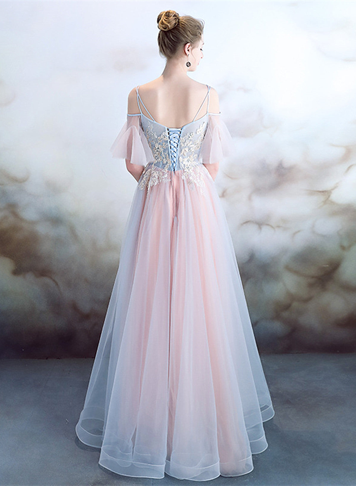 Pink A-line Tulle with Lace Applique Prom Dress, Pink Sweetheart Bride Cutedressy Pink A-line Tulle with Lace Applique Prom Dress, Pink Sweetheart Bride Cutedressy