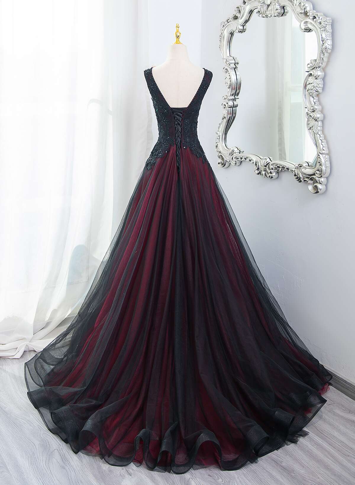 Charming Black and Red Long Formal Dress, Black and Red Evening Dress Cutedressy Charming Black and Red Long Formal Dress, Black and Red Evening Dress Cutedressy