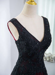 Charming Black and Red Long Formal Dress, Black and Red Evening Dress Prom Dress