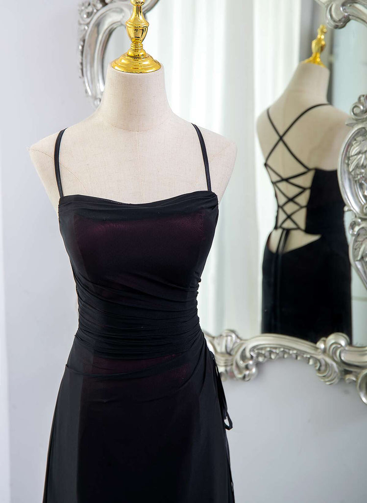 Burgundy Straps Sheath Ruffles Long Party Dress Sexy Evening Dress, DP4919