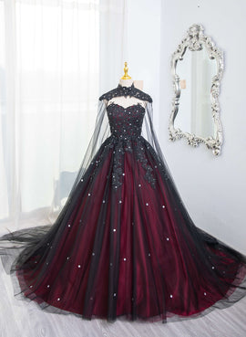 Gorgeous Black and Red High Neckline Ball Gown Sweet 16 Dress, Black and Red Formal Dress
