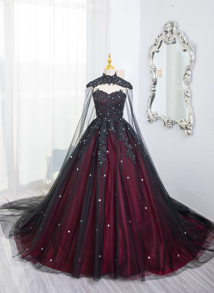 black and red sweet 16 dress Gorgeous Black and Red High Neckline Ball Gown Sweet 16 Dress, Black a –  Cutedressy