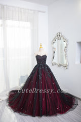 Gorgeous Black and Red High Neckline Ball Gown Sweet 16 Dress, Black and Red Formal Dress