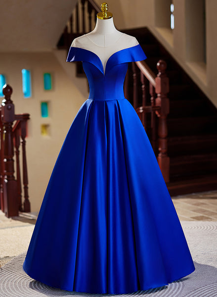 royal blue grad dress Satin A-line Long Evening Dress, Royal Blue Prom – Cutedressy the dress flows into Alex Evenings Womens 14W srange-xs LEHENGA STITCHING:Semi-Stitched