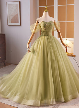 Light Green Sweetheart Tulle Long Formal Dress, Light Green Prom Dress Party Dress