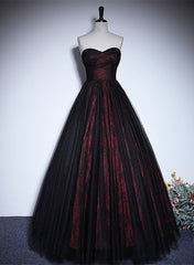 A-line Black and Red Lace Long Party Dress, Black and Red Prom Dress – Cutedressy