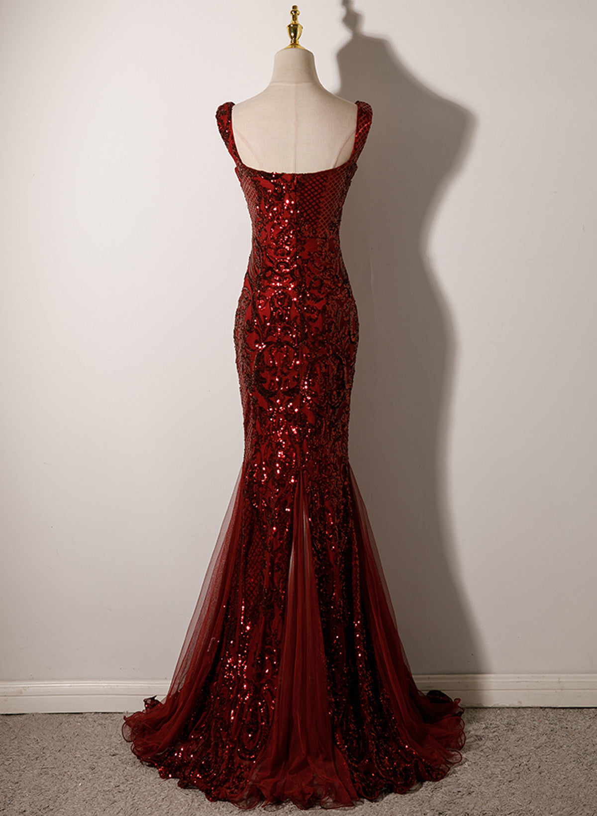 Wine Red Mermaid Sequins Long Formal Dress, Wine Red Straps Prom Dress Cutedressy Wine Red Mermaid Sequins Long Formal Dress, Wine Red Straps Prom Dress Cutedressy