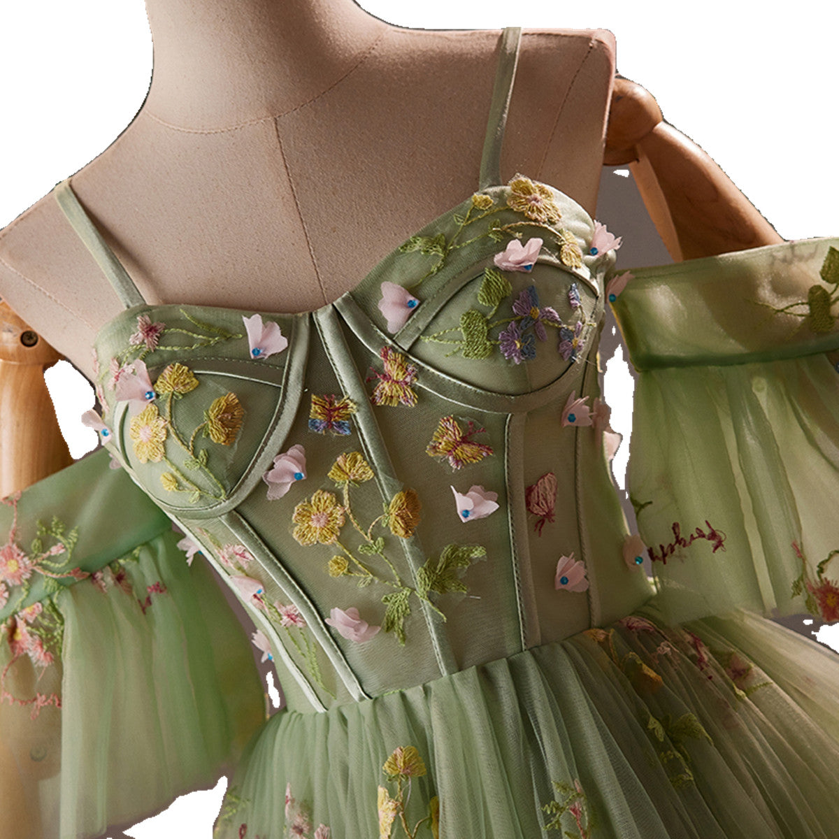 Lovely Light Green Sweetheart Tulle Floral Homecoming Dress, Green Sho Cutedressy Lovely Light Green Sweetheart Tulle Floral Homecoming Dress, Green Sho Cutedressy