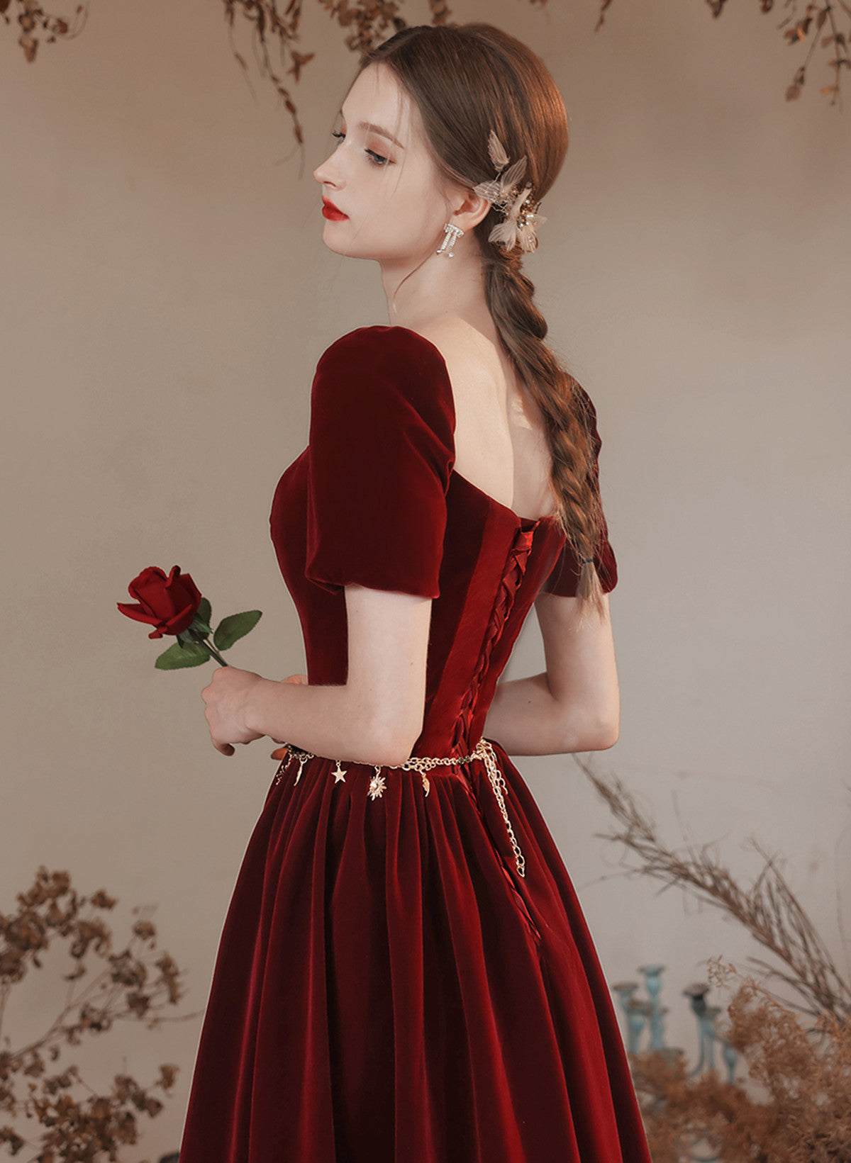 Wine Red Velvet Long A-line Party Dress, Wine Red Evening Dress Prom D Cutedressy Wine Red Velvet Long A-line Party Dress, Wine Red Evening Dress Prom D Cutedressy