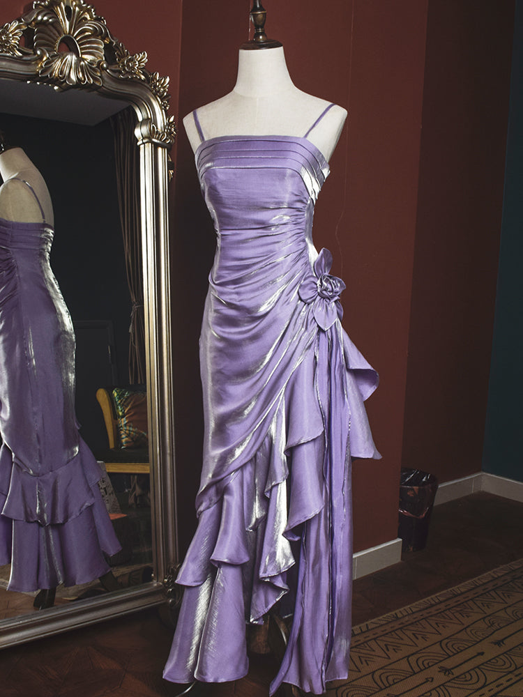 Satin Chic Style High Low Straps Party Dress, High Low Prom Dress Even Cutedressy Satin Chic Style High Low Straps Party Dress, High Low Prom Dress Even Cutedressy