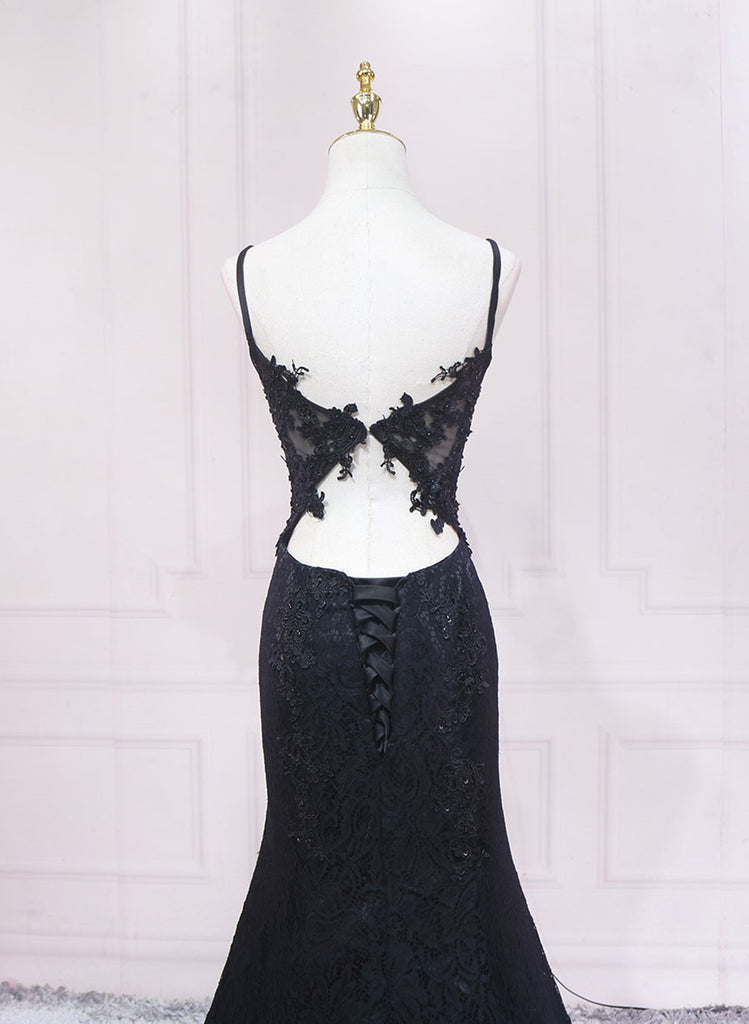 Black And White Lace Strapless Mermaid Evening Dress,Charming Evening Gown Y844 main image 1
