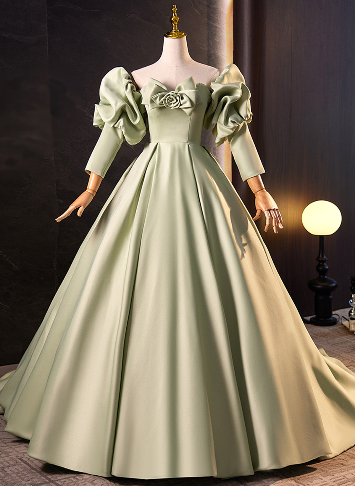 Green Satin Off Shoulder Unique Long Party Dress, Green Satin Prom Dre Cutedressy Green Satin Off Shoulder Unique Long Party Dress, Green Satin Prom Dre Cutedressy