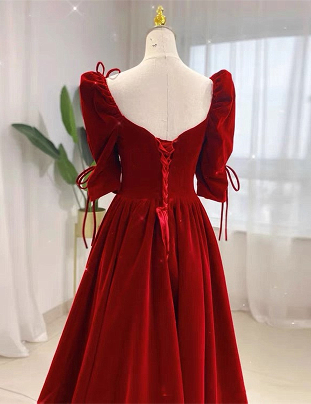 A-line Short Sleeves Floor Length Party Dress, Velvet Long Party Dress Cutedressy A-line Short Sleeves Floor Length Party Dress, Velvet Long Party Dress Cutedressy