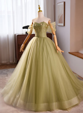 Light Green Sweetheart Tulle Long Formal Dress, Light Green Prom Dress Party Dress