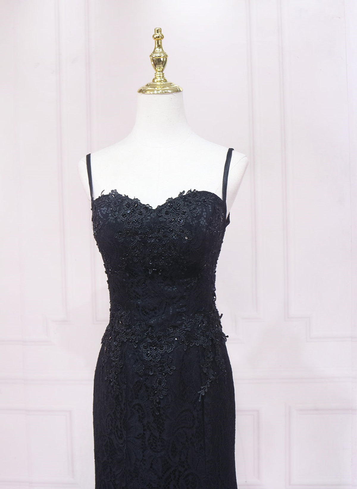 Black Lace Mermaid Straps Sweetheart Evening Dress, Black Long Prom Dr Cutedressy Black Lace Mermaid Straps Sweetheart Evening Dress, Black Long Prom Dr Cutedressy