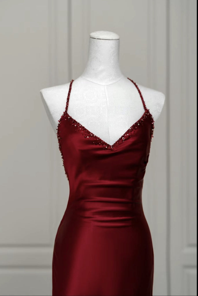 AMARA Wine Ruched Backless Dress main image 0