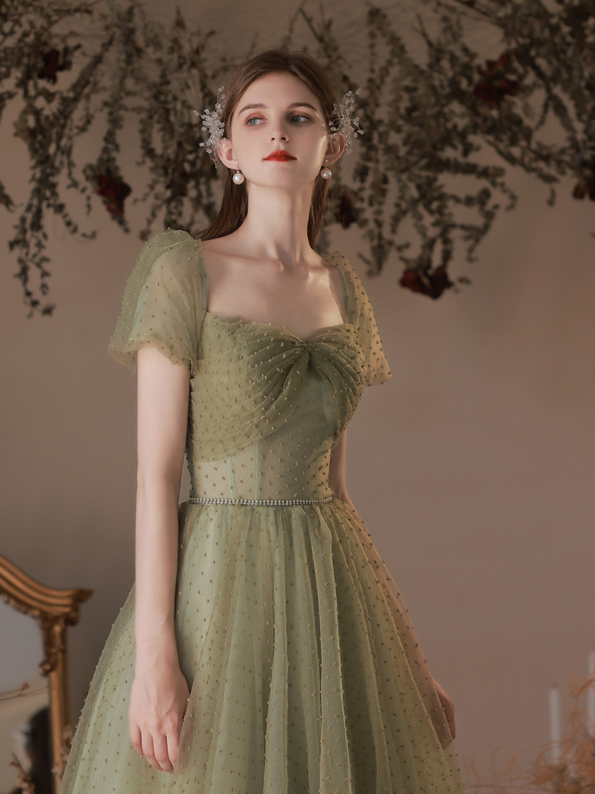 olive green off the shoulder dress BABARONI BABARONI Tulle Satin Homecoming Dresses A-line Off-the-shoulder Pleated, Olive Green / US0 Model is a standard XS and is wearing size XS Green Off The Shoulder Dresses