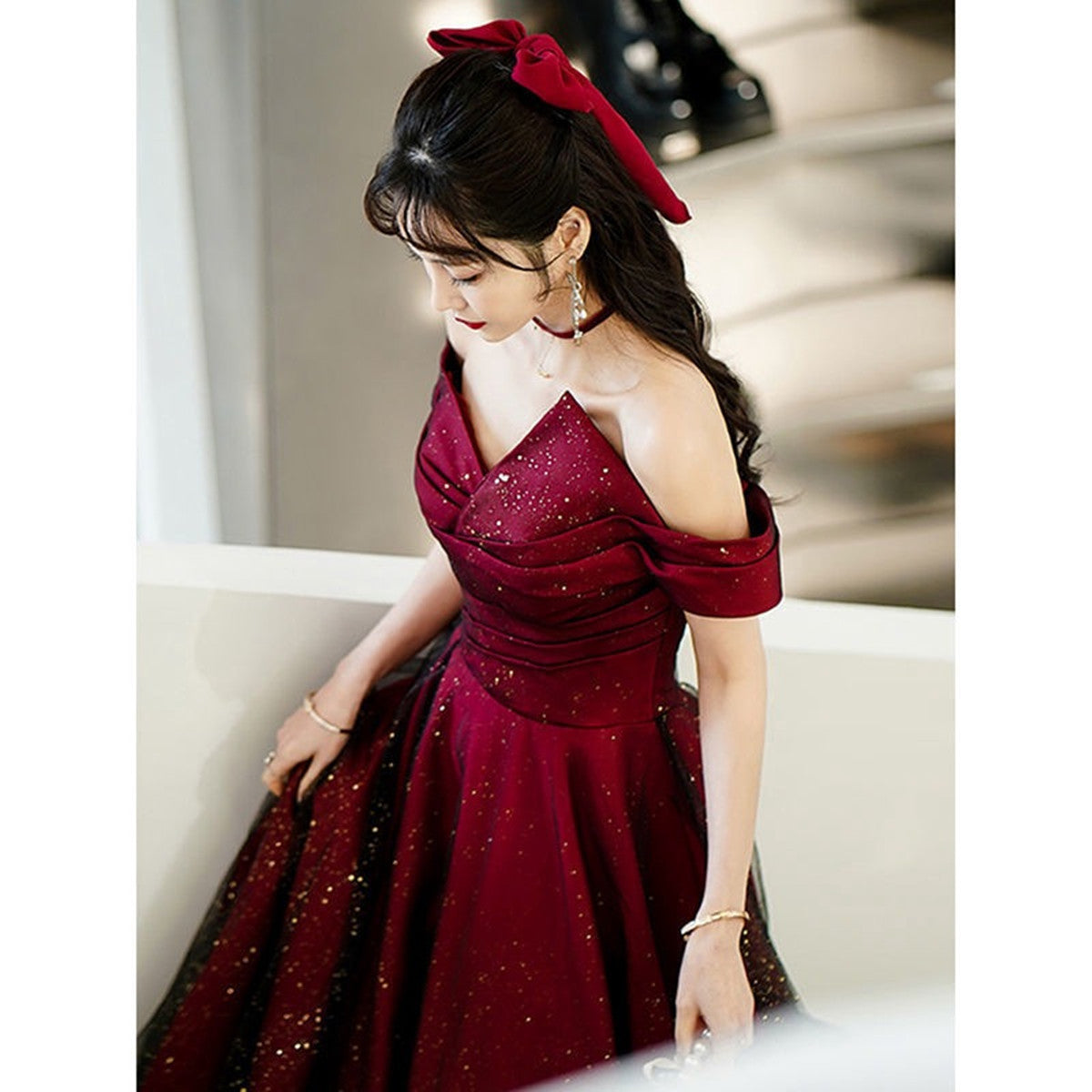Wine Red and Black Unique Long Formal Dress, Wine Red and Black Evenin Cutedressy Wine Red and Black Unique Long Formal Dress, Wine Red and Black Evenin Cutedressy