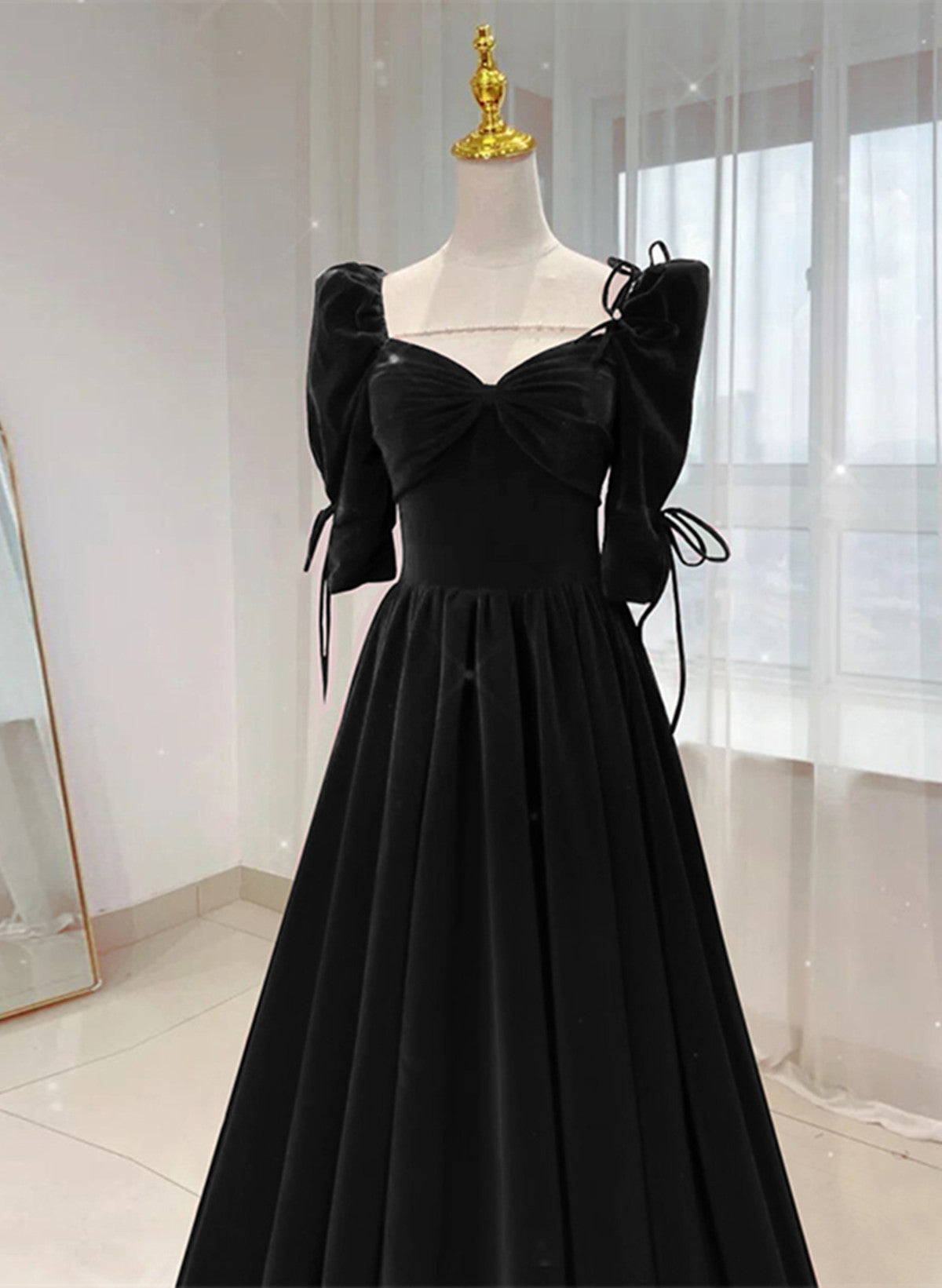 A-line Short Sleeves Floor Length Party Dress, Velvet Long Party Dress Cutedressy A-line Short Sleeves Floor Length Party Dress, Velvet Long Party Dress Cutedressy