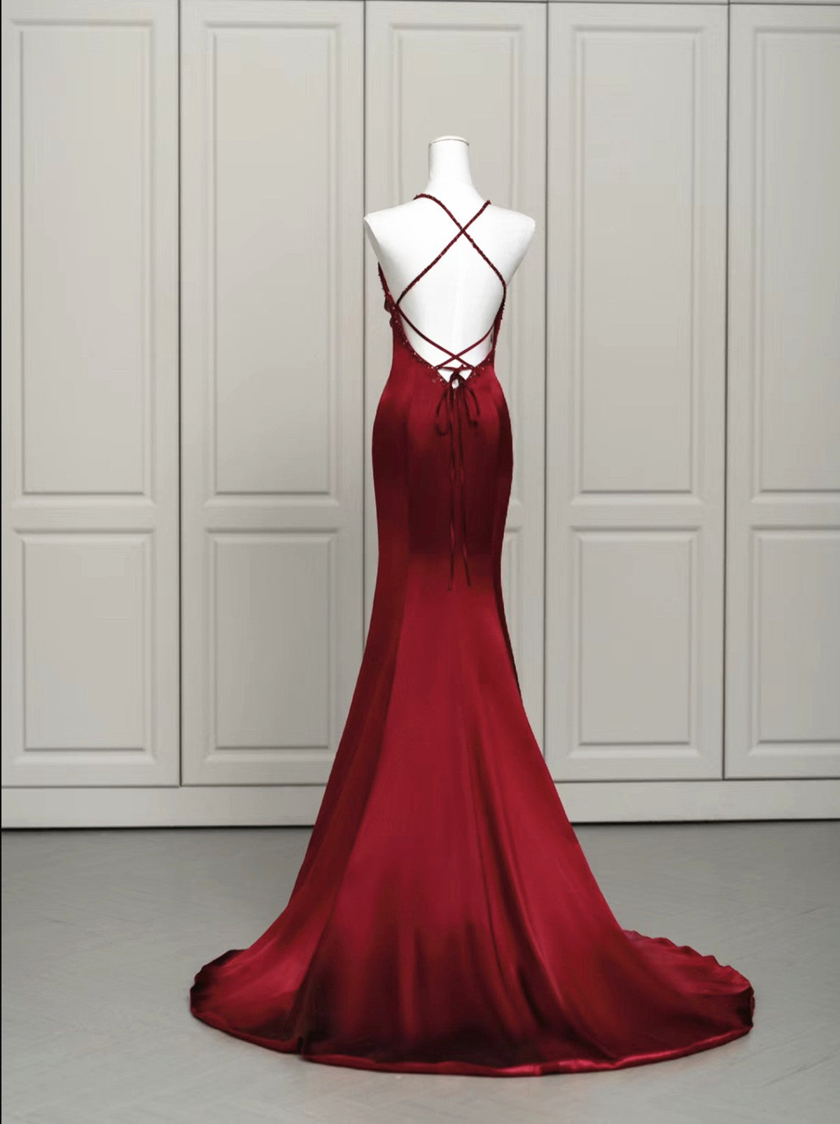 Wine Red Mermaid Backless Long Evening Dress, Wine Red Long Prom Dress Cutedressy Wine Red Mermaid Backless Long Evening Dress, Wine Red Long Prom Dress Cutedressy